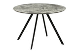 Esstisch ATELIER 100cm rund, graue Steinoptik mit schwarzen Metallbeinen