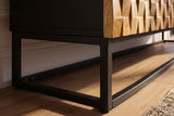 Sideboard SHADES 180cm 3D-Front Mangoholz mehrfarbig braun mit schwarzem Metallgestell