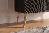 Highboard AURUM 120cm textured front gold circle accent mango wood black gold metal feet