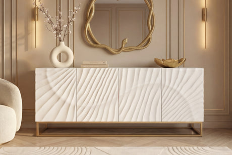 Sideboard SCORPION 180cm 3D mango wood white gold