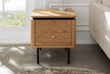 Bedside table ATELIER 55cm natural oak wood look w/ black legs