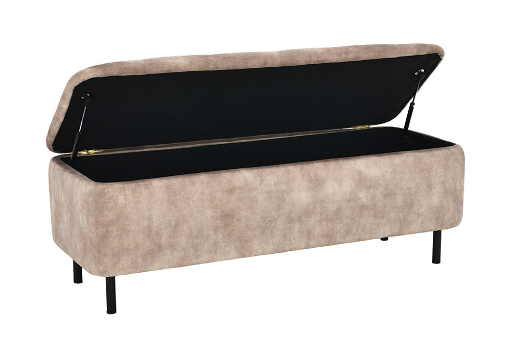 Sitzbanktruhe EN VOGUE 120cm mit Stauraum Samt beige