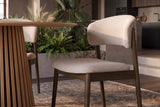 Chair VALHALLA WOOD textured fabric beige and oak wood brown