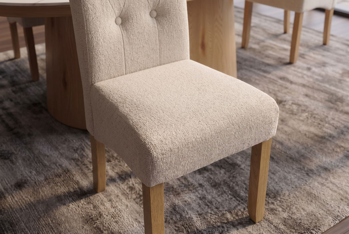 Chair CASA w/ neck roll bouclé tweed beige