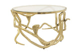 Coffee table SNAKE 70cm gold with glass plate