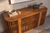 Sideboard SCULPTURA 170cm offene Lamellenfront abgerundete Kanten Mangoholz braun
