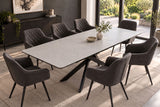Esstisch ALPINE 160-200cm ausziehbar Keramik Beton taupe mit schwarzem Sternfuß