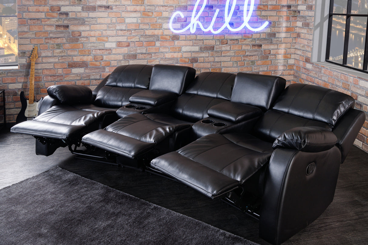 Cinema armchair HOLLYWOD 3-seater artificial leather black