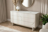 Sideboard SAVOY 150 cm 3D weiß mit weißer Marmorkeramikplatte
