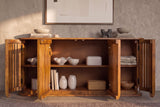 Sideboard SCULPTURA 170cm offene Lamellenfront abgerundete Kanten Mangoholz braun