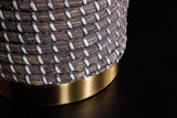 Tischleuchte ZEA 60cm Farbverlauf Seegras natur braun gold mit Lampenschirm grobes Leinen braun
