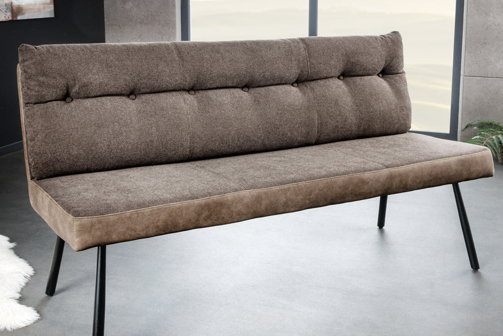 Bench BIG GEORGE 160cm flat woven fabric spring core velvet taupe brown