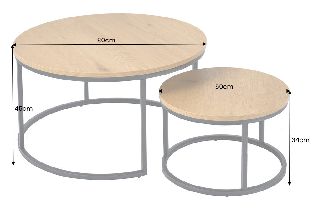 Coffee table ELEGANCE 80cm set of 2 wild oak look