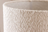 Tischleuchte JEWELRY 60cm natur Mangostanholz Lampenschirm Bouclé weiß