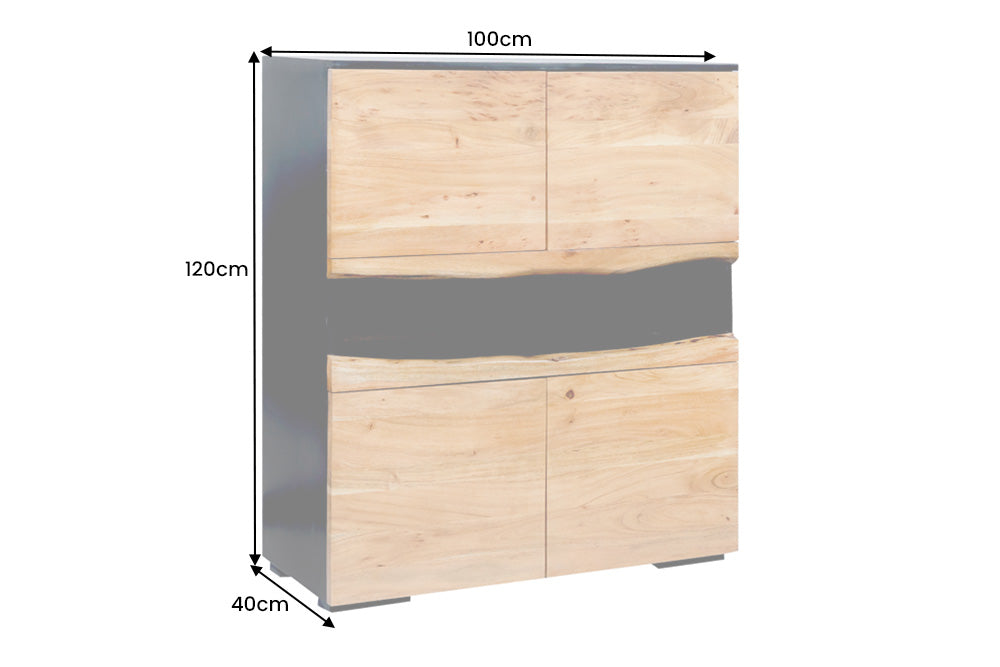 Highboard GRAND ACACIA 120cm acacia wood natural edge w/ LED light