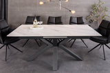 Dining table ETERNITY 160-200cm white marble look ceramic with tempered glass