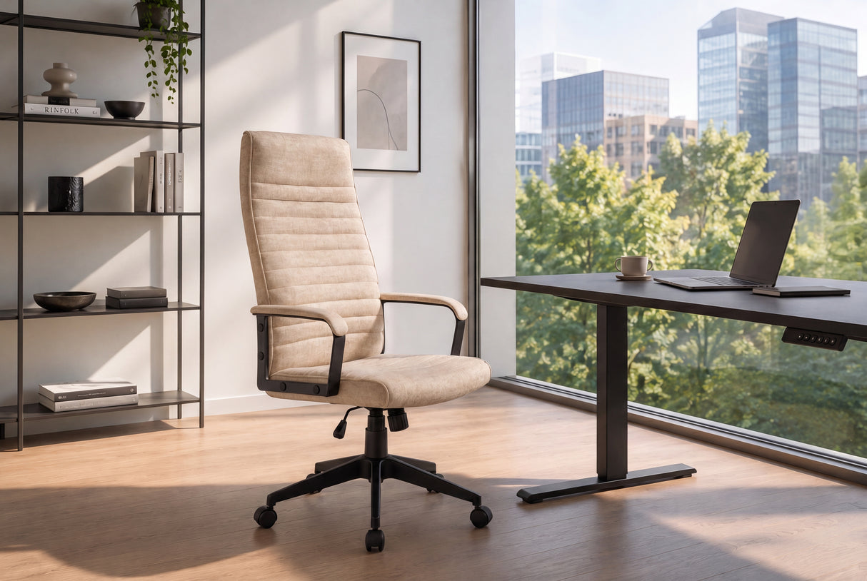 Bürostuhl LAZIO 49-59cm mit Wippfunktion Samt Velours Beige