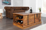 Coffee table and bar BODEGA 100cm sheesham wood with metal fittings