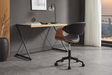 Office chair ORGANIC rotatable artificial leather black and walnut wood look