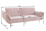 Sofa bed DIVANI 215cm with armrests velvet dusky pink