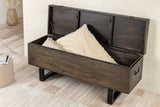 Sitzbank Truhe FACTORY LOFT 115cm Mangoholz taupe braun