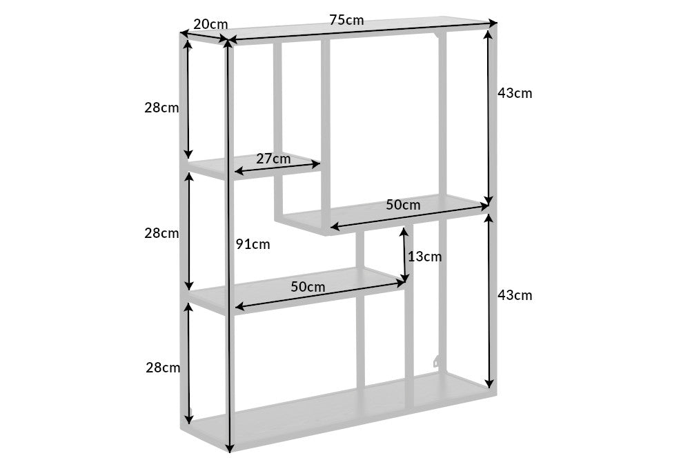 Wandregal SLIM LINE 90cm Esche Holzoptik schwarz