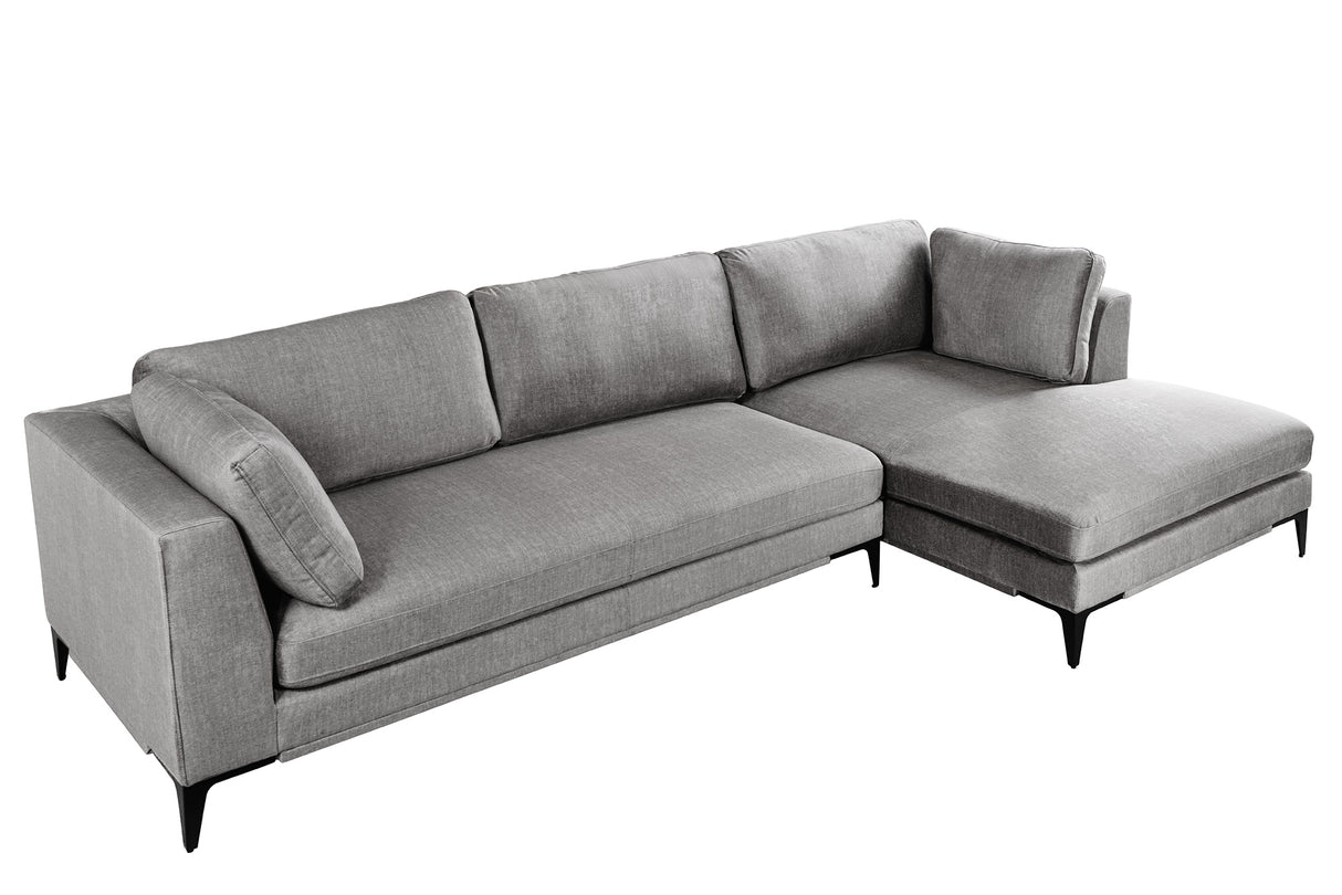 Ecksofa SIGNUM XL 315cm 3-Sitzer mit Ottomane rechts Samt grau