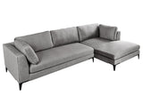 Ecksofa SIGNUM XL 315cm 3-Sitzer mit Ottomane rechts Samt grau
