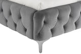Bett MODERN BAROCK 180x200cm Samt grau im Chesterfield Stil im Barockstil