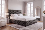 Bett PARIS CHESTERFIELD 160x200cm Samt olivgrau
