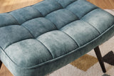 Stool SCANDINAVIA 40cm stitched seat velvet petrol w/ black metal legs