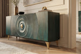 Sideboard GOLDEN SUNSET 180cm 3D mango wood turquoise