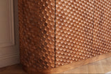 Bar cabinet ADLON 140cm 3D textured front rounded edges mango wood natural w/ wine rack