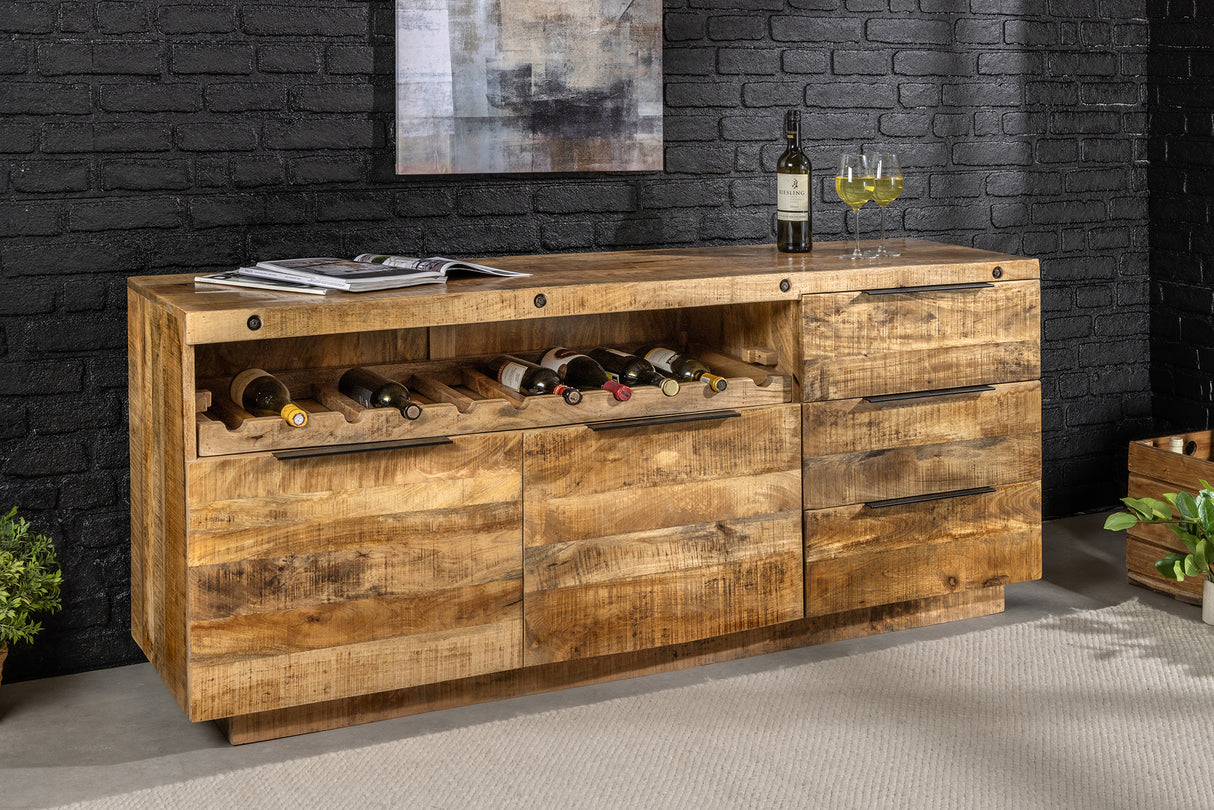 Sideboard IRON CRAFT 175cm Mangoholz Weinregal