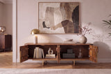 TV-Board GATSBY 160cm Retro-Stil Mangoholz braun gold