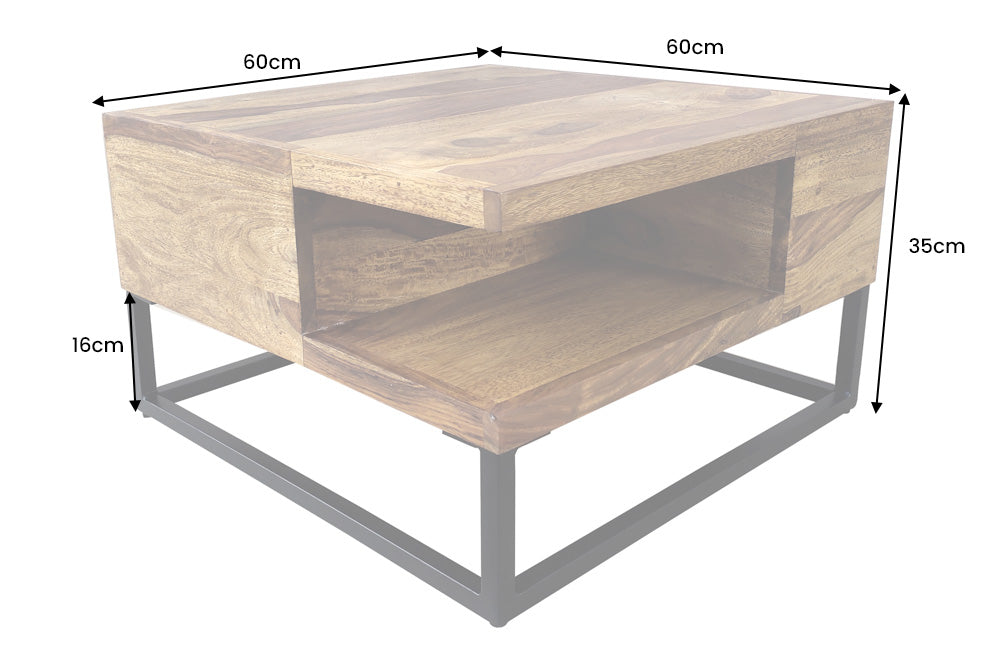 Coffee table GIANT 60cm sheesham stone finish