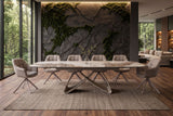 Dining table INFINITY 180-220-260cm boat-shaped extendable pandora ceramic white brown