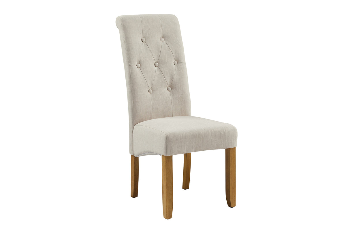 Chair CASA w/ neck roll flat woven fabric beige