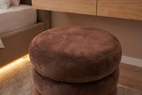 Hocker VOGUE 40cm rund gepolstert mit Stauraum Samt rostbraun