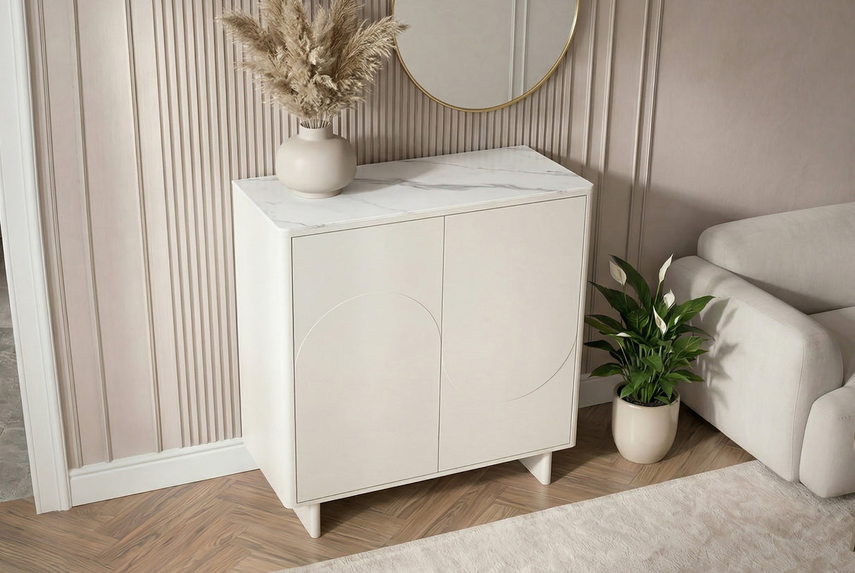 Highboard SAVOY 130cm 3D w/ white marble ceramic top