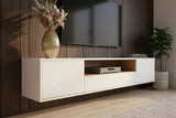 TV-Wand LOFT 150 cm hängend weiß natur