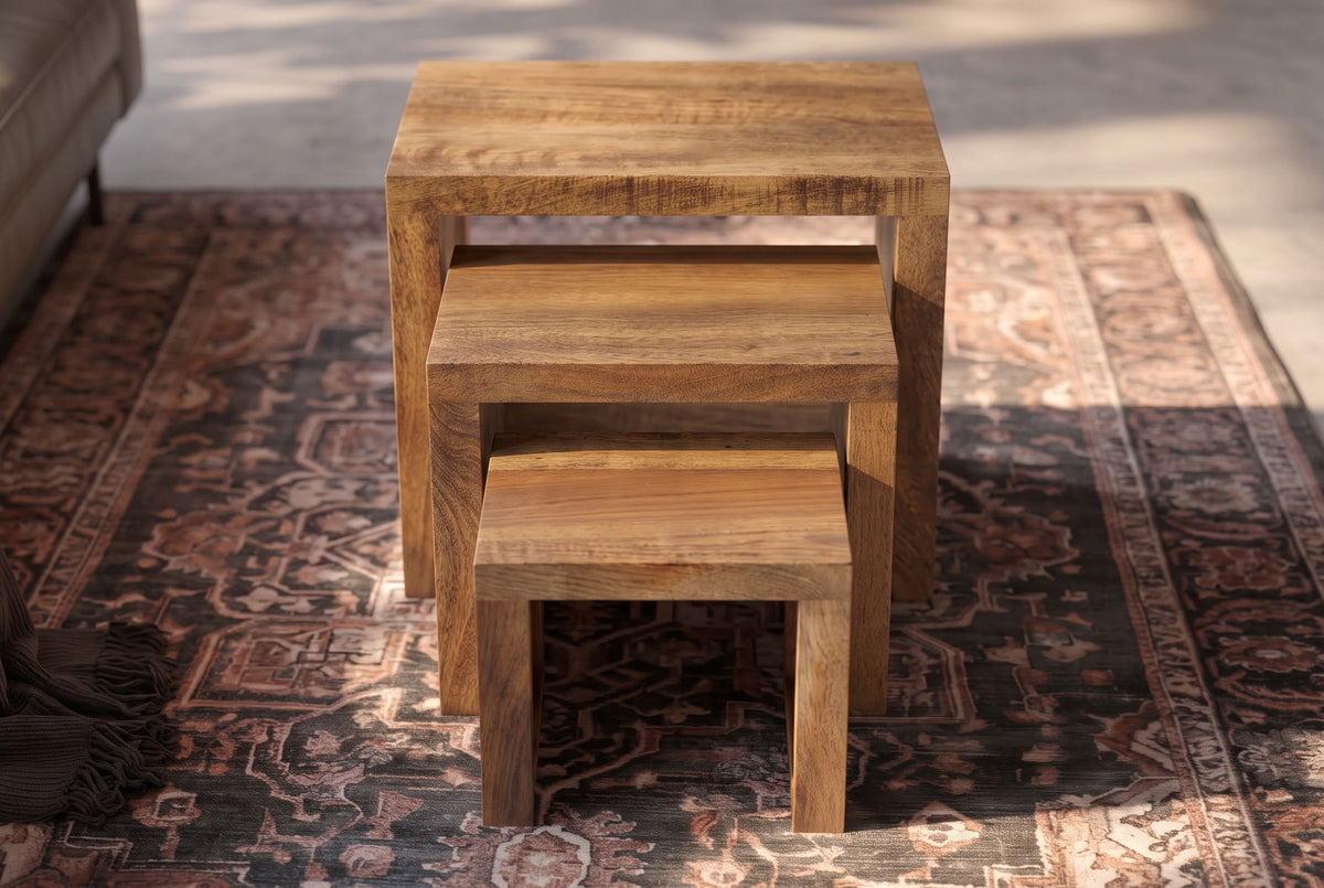 Beistelltisch MAKASSAR 29-45 cm 3er-Set Satztische Mangoholz natur