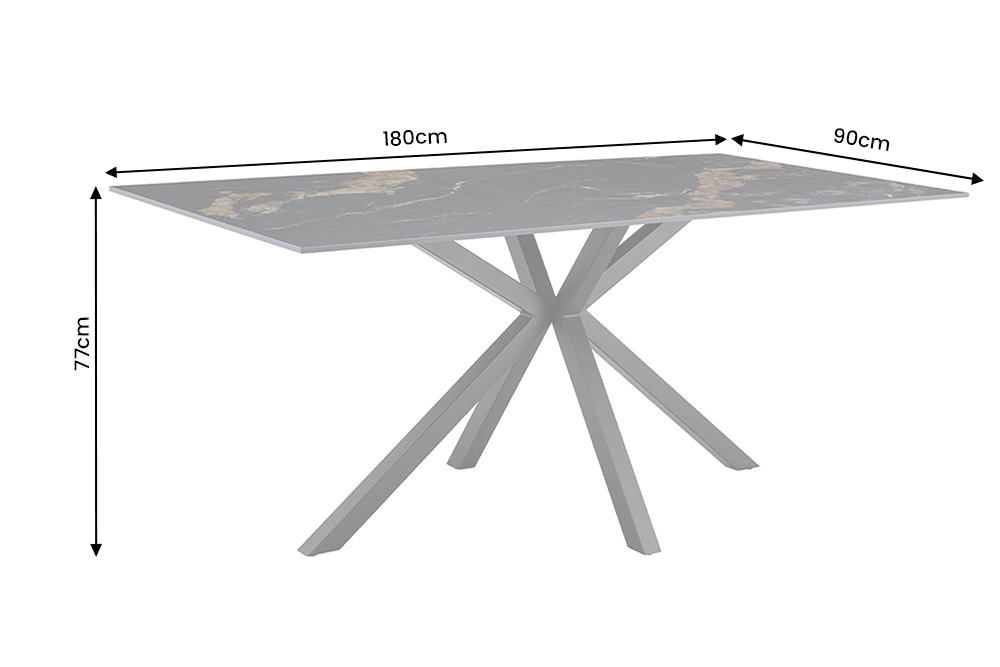 Dining table GALAXIE 180cm w/ star frame aurora oro ceramic black gold sand