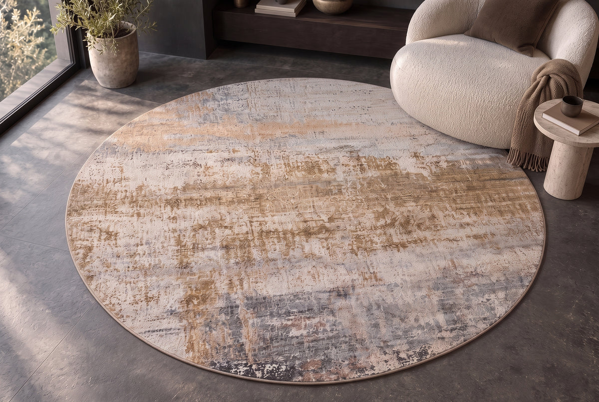 Carpet DESERT PATINA 150cm round patina-inspired pattern  sand greige taupe