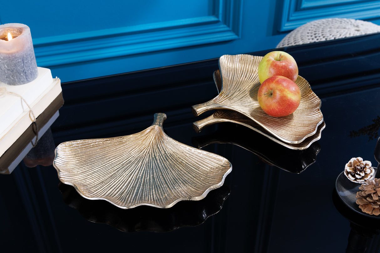 Decoration bowls GINKGO set of 3 gold