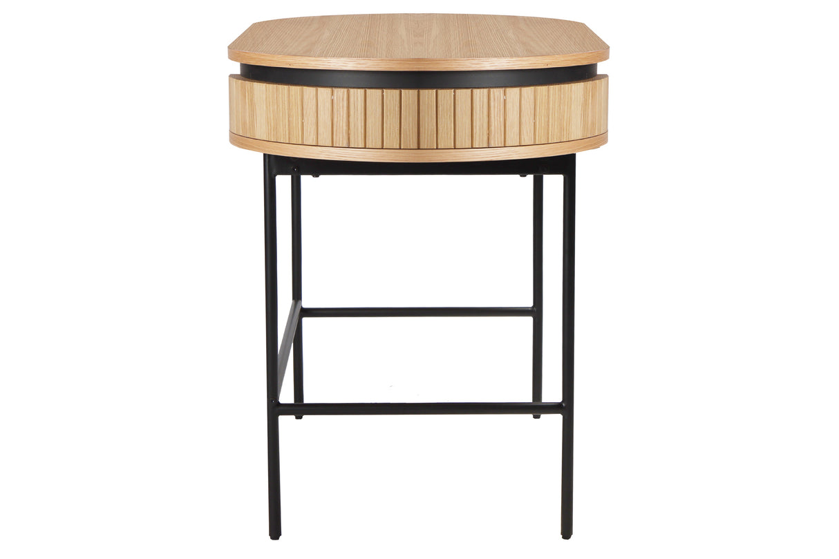 Office desk ATELIER 120cm natural oak wood look w/ black metal frame