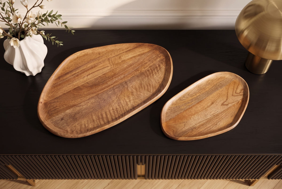 Tray AMAZONAS set of 2 organic shape mango wood natural