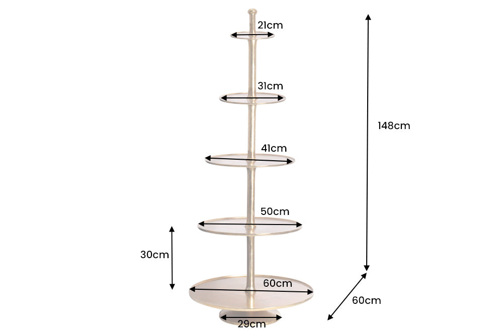 Etagere ABSTRACT 150cm 5 trays gold