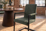 Freischwinger LOFT mit Armlehnen Kord grün Metallgestell schwarz