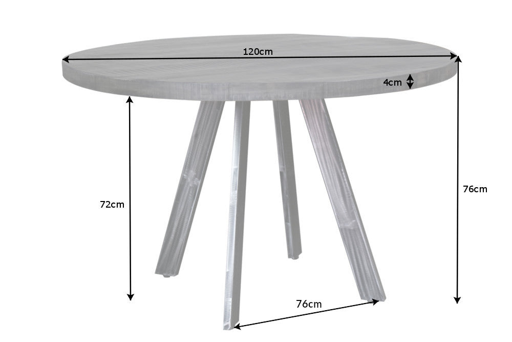 Dining table IRON CRAFT Ø 120cm round mango wood grey